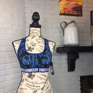 Women's UA Crossback Blue Black Camo Sports Bra S